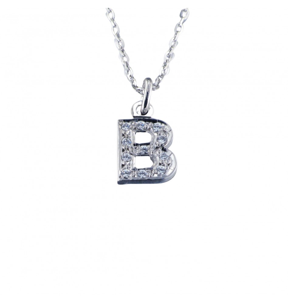 Colgante letra oro blanco y brillantes