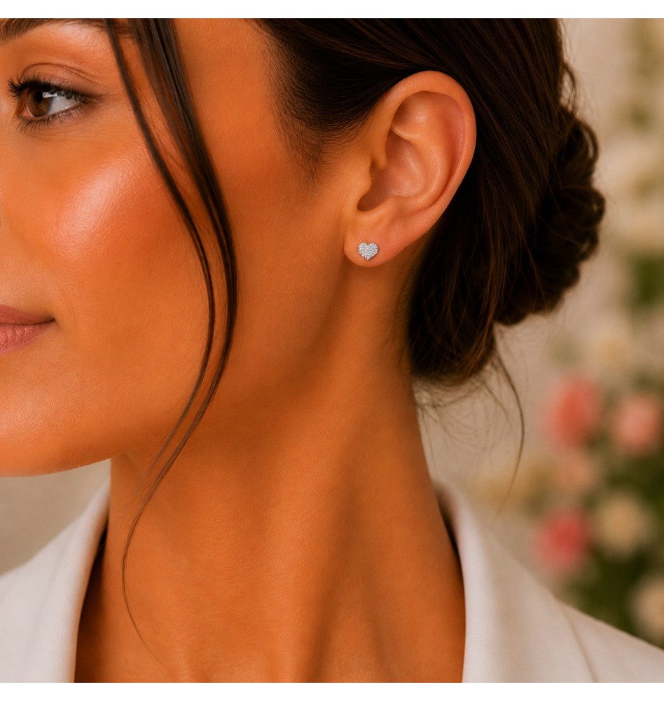 PENDIENTES DE CORAZÓN EN ORO BLANCO CON DIAMANTES
