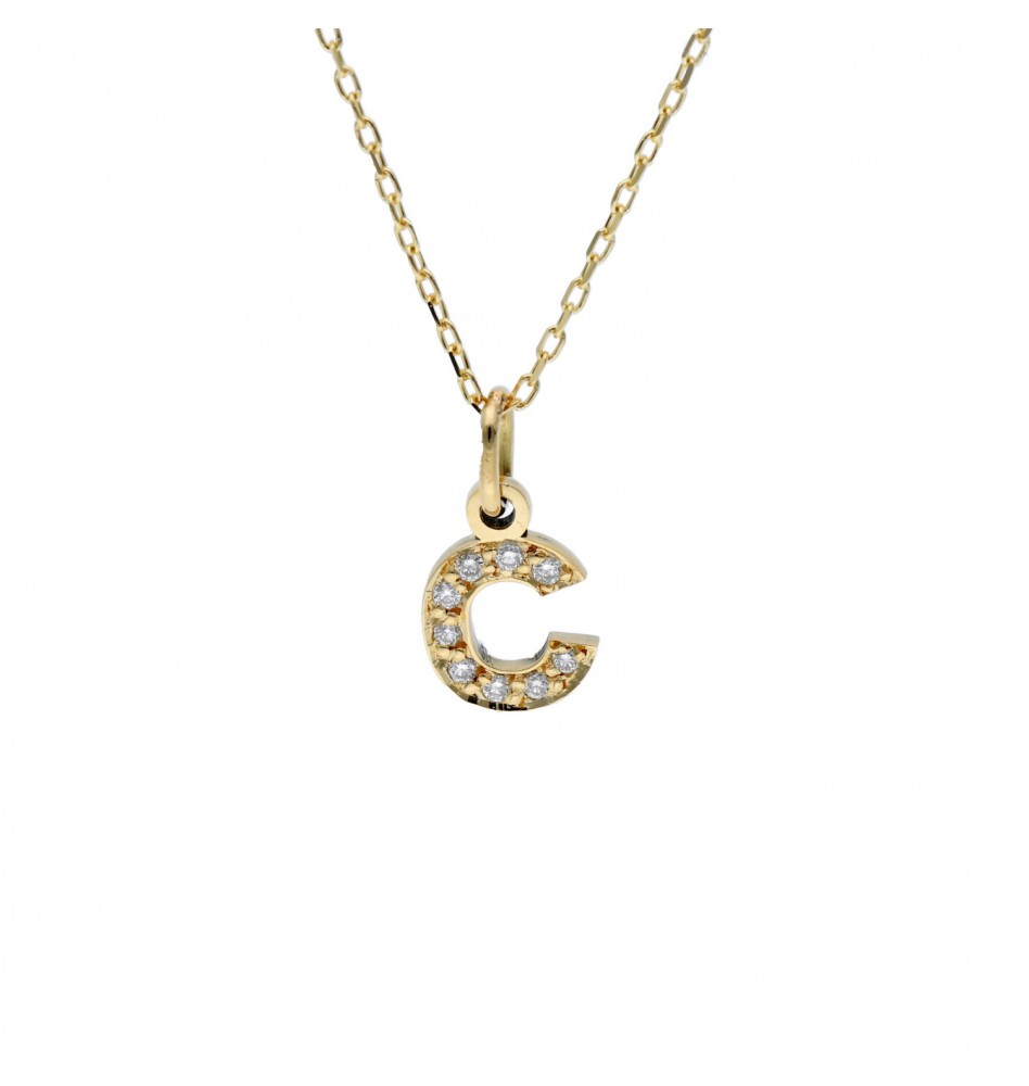 Colgante letra oro amarillo y brillantes