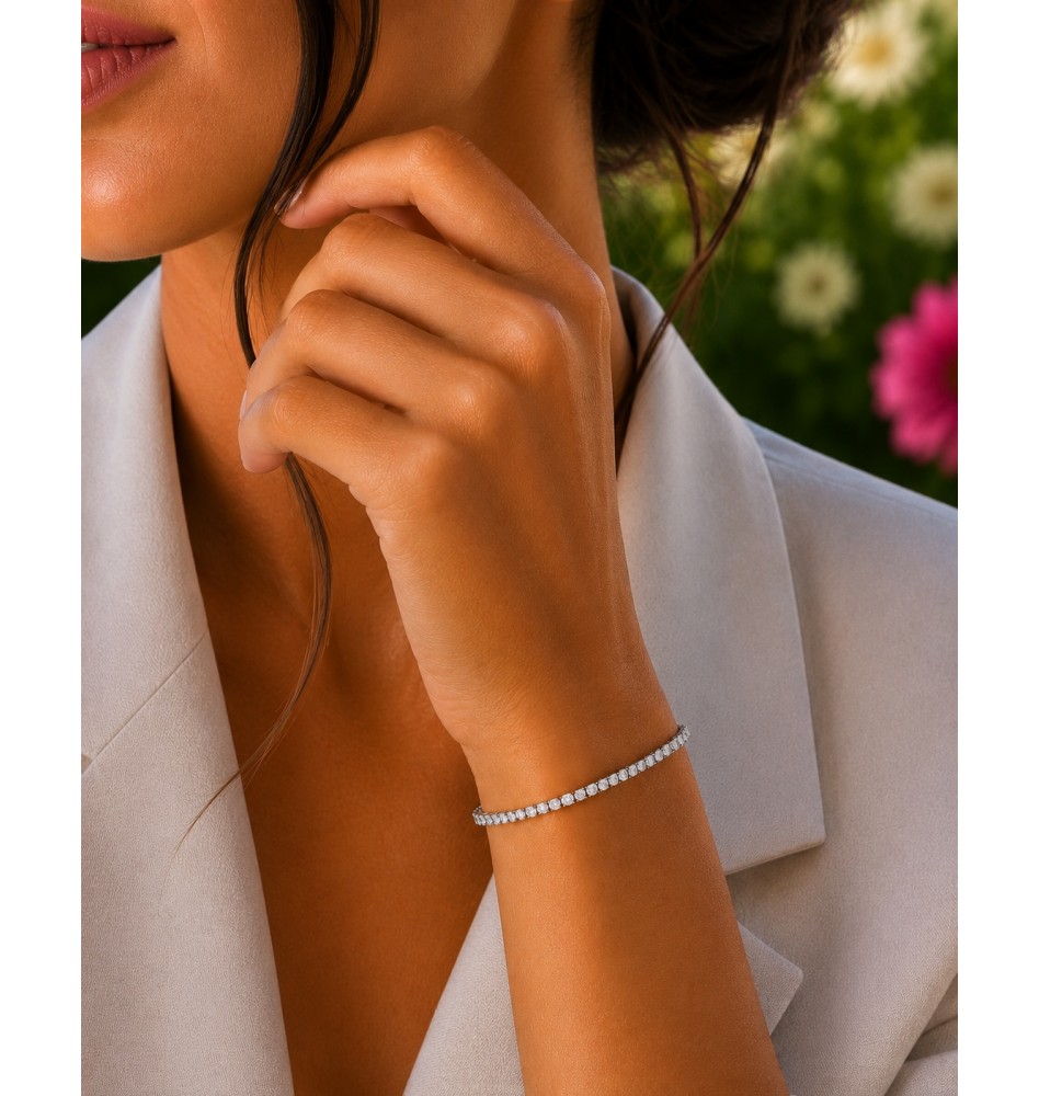 Pulsera Riviere de oro blanco y diamantes 2,04 ct.