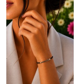 Pulsera carril oro rosa y...