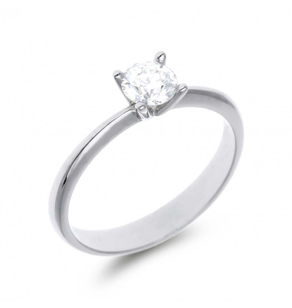 Anillo solitario V oro blanco y 0,41
