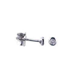 Par de pendientes chatón oro blanco y diamantes 0,09