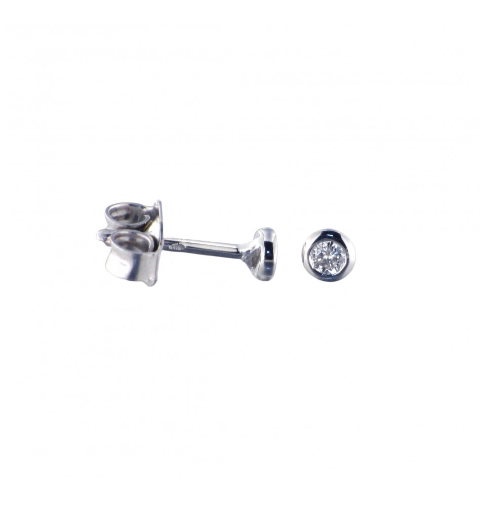 Par de pendientes chatón oro blanco y diamantes 0,09