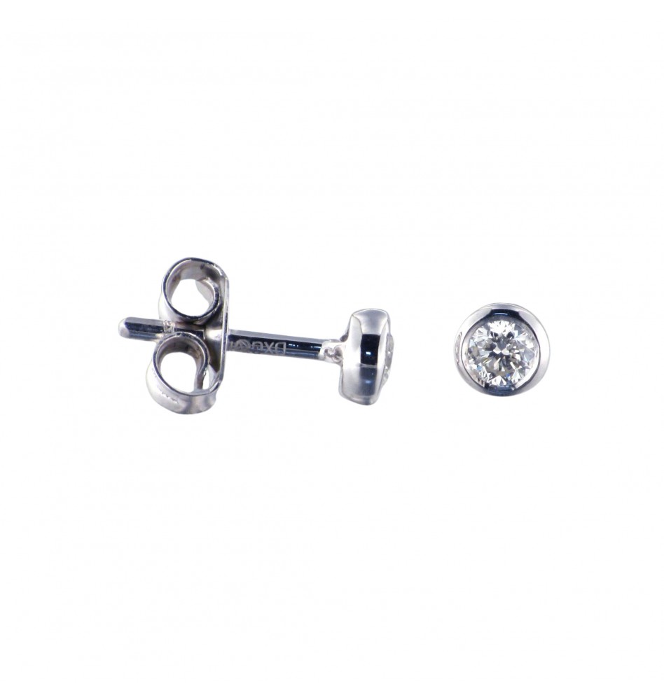 Par de pendientes chatón oro blanco y diamantes 0,42